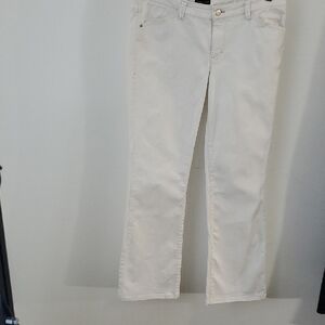 Tahari Women's Straight Leg Cream Jeans